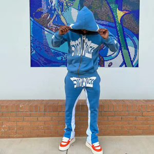 Conjunto Deportivo de Dos Piezas para Hombre, Personalizado con Logotipo OEM, de Forro Polar para Invierno, con Sudadera con Capucha y Pantalones Acampanados - Product Image 4