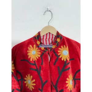 Autumn <b>Coat</b> Handmade Decorative Open Stitch Design <b>Velvet</b> Embroidered Floral Jacket <b>Women's</b> Prairie Chic Full Sleeve - Product Image 5