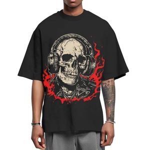 T-shirt Homme de Haute Qualité en Coton Lourd, Couleur Noir, Style Streetwear, Impression Sérigraphique, Coupe Oversize, Personnalisable - Product Image 1