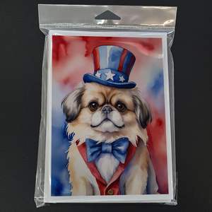 Pekinés patriótico americano caprichoso A7 tarjetas de felicitación Paquete de 8 tarjetas de nota en blanco con sobres tamaño 5x7 - Product Image 3