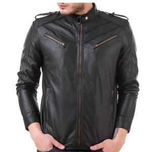 Men's <b>Real</b> <b>Leather</b> Motorcycle Winter <b>Jacket</b> Warm Genuine <b>Leather</b> Front Logo Breathable Eco-Friendly High Quality - Product Image 1