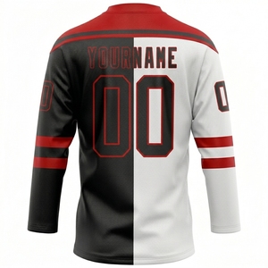 Camiseta de Hockey sobre Hielo Sublimada al por Mayor, Transpirable, de Malla, Manga Tres Cuartos, Cuello en V, con Impresión del Nombre del Equipo, Corte Regular para Adultos - Product Image 2