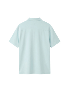 T-shirt décontracté pour homme, bleu clair, à manches courtes, col rond, coupe oversize, couleur unie, jersey délavé à l'acide, séchage rapide - Product Image 4