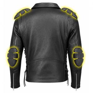 Blouson de moto en cuir véritable noir pour homme avec fermeture éclair et ceinture, style motard, coupe ajustée, qualité supérieure, vente en gros - Product Image 4