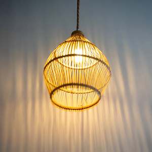 Wholesale Natural Bamboo Lampshade Handwoven Pendant <b>Light</b> Shade Open Weave Ceiling Lamp <b>Cover</b> for Home Decor OEM ODM - Product Image 5