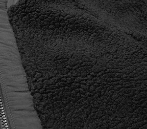 Men's Black <b>Fleece</b> Hooded Quarter-Zip <b>Jacket</b> <b>With</b> Windproof Panels And Sherpa <b>Lining</b> Winter Casual Wear - Product Image 6
