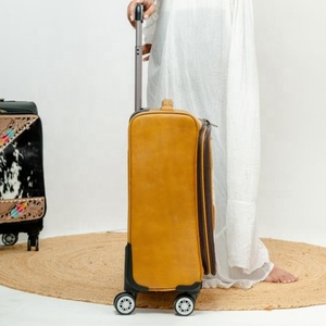 กระเป๋าหนังเมทัลลิกทำด้วยมือของจริงกระเป๋าล้อลากหนังขนสัตว์สารพัดประโยชน์สำหรับทุกเพศขนาดใหญ่กระเป๋าเดินทางสำหรับเดินทาง - Product Image 4