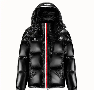 Custom Men's Bubble Jacket Winter <b>Warm</b> Hooded Puffer <b>Coat</b> Quilted Shiny Nylon <b>Waterproof</b> Color Blocking Outdoor Fashion - Product Image 1