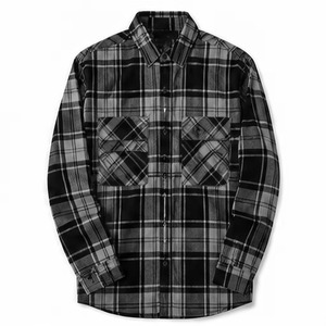 Camisa de Franela a Cuadros de Manga Larga para Hombre, de Alta Calidad, Corte Regular, Informal, de Algodón, con Botones - Product Image 1