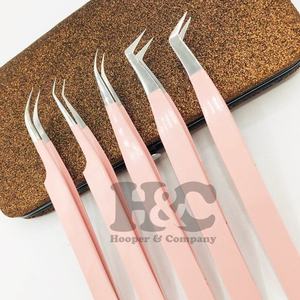 Top vente pince à épiler rose clair pour Extension de cils pince à épiler Logo privé pince à cils vison durable - Product Image 2