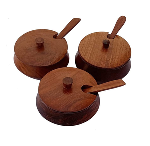 Wood Kitchen Bowls Sugar <b>Jar</b> Sugar Bowl Salt Pepper Pot Wooden Seasoning <b>Spice</b> <b>Jar</b> Condiment Container Pots - Product Image 1