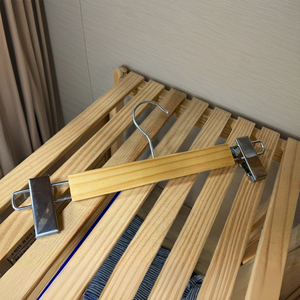 Wholesale Cheap Price Single Wooden Clothing Organizer Hanger Iron Clips Durable Non-Slip Flat Design Hook Type Multifunction - Product Image 2