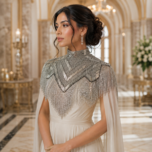 Luxury Antique Silver Detachable Braided Zinc Alloy Metallic Shoulder Collar Epaulette Fringe <b>Cape</b> | Handcrafted Statement - Product Image 2