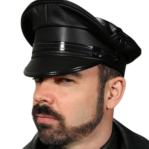 Casquette en cuir pour motard avec visière mate, en cuir véritable de qualité supérieure, coupe structurée, style club classique - Product Image 6