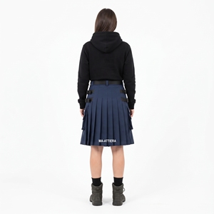กางเกงคิลท์อเนกประสงค์สีกรมท่าแบบยูนิเซ็กซ์ กระเป๋าคาร์โก้ สายรัดปรับระดับได้ จีบแบบพับได้ สไตล์เวิร์คแวร์ สตรีทแวร์ ดีไซน์คิลท์แบบสั่งทำพิเศษ - Product Image 2