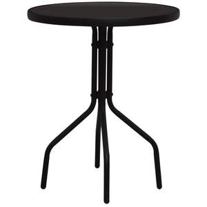 Ensemble bistrot empilable 3 pièces en rotin PVC noir, acier et verre pour mobilier de patio - Product Image 2