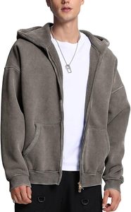 Sweat à capuche zippé personnalisé pour homme, 100% coton, délavé à l'acide, style vintage, streetwear, vente en gros pour le développement de marques - Product Image 3