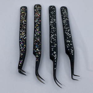 Pinzas de Precisión para Pestañas de Acero Inoxidable, Mango Negro, Punta Suave, Herramienta Profesional para Extensión de Pestañas y Diseño de Cejas, Antiadherente - Product Image 4