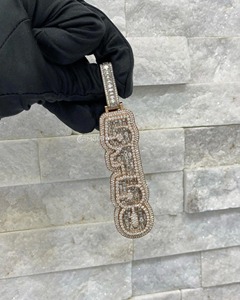 Custom Emerald <b>Letters</b> Number KP 250 Rapper's Hip Hop Jewelry VVS1 Moissanite Pendant 925 Sterling Silver Krishnavii Pendant - Product Image 4