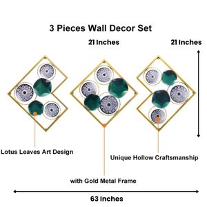 Décoration murale moderne traditionnelle en métal, 60 x 21 pouces, panneaux circulaires séparés, pour salon et salle à manger - Product Image 2