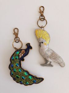 Luxury Handmade Eco-Friendly Beaded Embroidery <b>Keychain</b> Stylish <b>Customized</b> Purse Charm Key Holder Elegant Hand Embroidered - Product Image 1