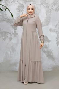 Elegante Abaya Casual de Verano para Mujer, Tela Ligera y Transpirable, Larga hasta el Suelo, Manga Larga, Cuello Barco, Secado Rápido, Color Sólido - Product Image 2