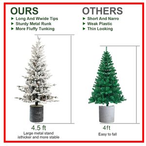 Albero di Natale Artificiale Pre-Illuminato da 1,37 m con 150 Luci, Design Innevato in Vaso per Portico Interno e Porta d'Ingresso - Product Image 2