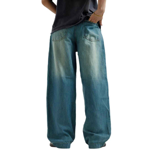 Jean baggy vintage coupe ample, jambe large évasée, taille haute, style streetwear, en denim délavé, coloris hiver - Product Image 2