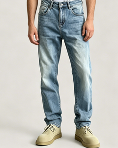 Jeans amples de qualité pour hommes, style streetwear, effet empilé, vente en gros - Product Image 3