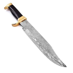 Couteau de chasse Bowie professionnel en acier carbone Damas forgé à la main et gravé, 7 pouces, tranchant comme une lame de rasoir, service OEM, manche en corne, ambidextre - Product Image 2