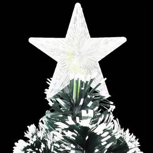 Árbol de Navidad de Fibra Óptica de PVC Verde y Blanco de 8 pies, Decoración Festiva para las Fiestas - Product Image 5