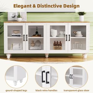 Mobile TV Elegante Stile Fattoria TREND B con Ante in Vetro Temperato per TV fino a 70 Pollici, Credenza Versatile con Ripiani Regolabili, Elegante Porta TV - Product Image 6