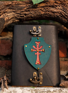 Handmade Leather <b>Journal</b>, Medieval Shield Cross Design, Gothic <b>Diary</b>, Rustic Vintage Indiana Jones - Product Image 3
