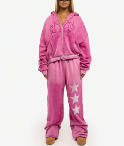 Chándal personalizado con lavado ácido, bordado, efecto desgastado, con cremallera, de poliéster/raion, grueso para invierno, con lavado vintage - Product Image 6