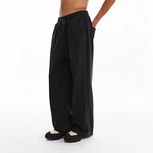Men's Oversized 100% Cotton Sweatpants Straight Wide Leg Open Bottom Mid Waist Flat Front Heavyweight Fleece Service - Product Image 1