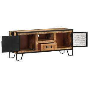 Meuble TV en bois de manguier naturel noir, support élégant pour votre télévision - Product Image 2