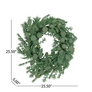 Ghirlanda di Foglie di Eucalipto da 25,5 Pollici, Grande Ghirlanda Decorativa Artificiale per Tutte le Stagioni, per Porta d'Ingresso, Primavera, Autunno, Inverno, Stile Rustico - Product Image 5