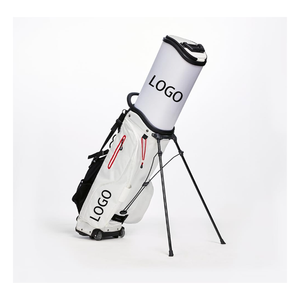 Sac de golf professionnel blanc et noir avec fermetures éclair thermosoudées et béquille de stabilité automatique - Product Image 6