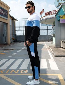 Men's Colorblock Sweatshirt and Sweatpants 2 Piece Casual Tracksuits Long Sleeve Pullover Jogging Sweatsuit <b>Set</b> - Product Image 4