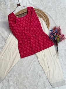 Latest Design of Bandhej Print Cotton Fabric Low Price <b>Kurta</b> And Plazzo Set <b>For</b> <b>Ladies</b> Regular wear Formal And Casual Wear - Product Image 6