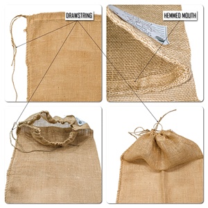 กระสอบป่านแบบมีเชือกผูก เป็นมิตรกับสิ่งแวดล้อม ทนทาน ใช้สำหรับควบคุมน้ำท่วม ก่อสร้าง เกษตรกรรม อุตสาหกรรม จำหน่ายจำนวนมาก - Product Image 4