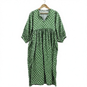 Vestido de Verano Boho Floral de Algodón Puro Ecológico, Cintura Natural India, Largo Midi, Transpirable, Elegante para el Día a Día - Product Image 1