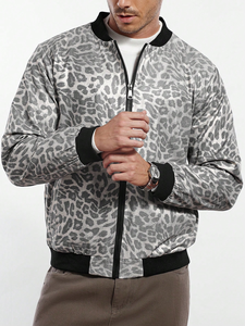 Custom <b>Men</b> Bomber <b>Jacket</b> Polyester Printed Leopard <b>Jacket</b> Zip Up Casual Streetwear Outerwear for College Boys - Product Image 5