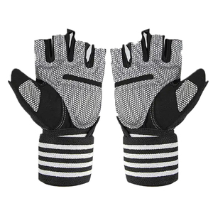 <b>Gym</b> Gloves Half Finger Heavy Duty Custom Made Unisex Hook and Loop Closure Fitness Best Quality Leather Non-Slip OEM - Product Image 3