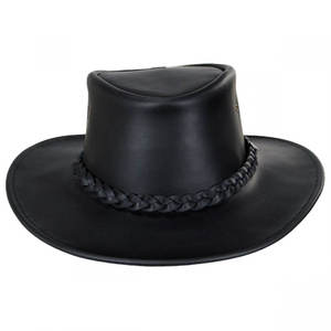 Sombrero de Vaquero de Cuero con Logotipo Personalizado Unisex, Sombrero Plegable Reversible de Diseñador en Negro, Marca Privada - Product Image 3