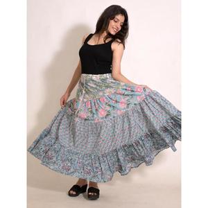 Handmade Cotton Printed <b>Wrap</b> Skirt Women Boho Long Maxi Skirt Summer <b>Beach</b> Festival Casual Clothing - Product Image 2
