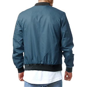 Blouson bomber pour homme, couleur unie, fermeture éclair, style décontracté, col montant, polyester, coupe-vent, vêtement d'automne - Product Image 4