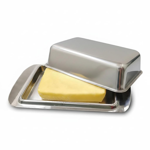 Boîte à beurre en acier inoxydable artisanale de haute qualité JANNAT EXPORT SSBB-1, forme rectangulaire, écologique, passe au lave-vaisselle, moderne - Product Image 1