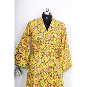 Vestido de Lujo de Algodón Indio con Estampado a Mano para Mujer, Cuello en V Profundo, Estilo Nupcial, Camisa Larga Midi con Botones, Nuevos Estilos, Mini Bodycon - Product Image 4