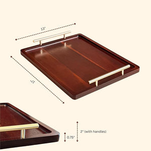 Durable Handmade Acacia Wood Multipurpose Serving and Decorative Tray Wooden Bed Tray with Metal Handles and Condiment Organiser - Product Image 4